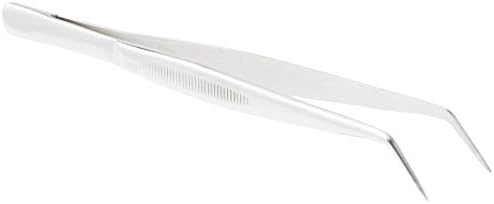 Mercer Culinary 18-8 Stainless Steel Chef Plating Tongs, Curved Fine Tip, 6-1/8 Inch