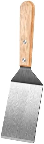 Stainless Steel Spatula Set, Metal Spatula for Cast Iron Skillet, Metal Spatulas for Kitchen Use with Wooden Handle, Ideal for Frying Steak, Pancake, Cookie, Burger, Brownie or Desserts