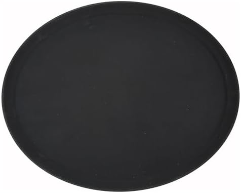 Winco 26" x 22" Black Oval Fiberglass Glass Tray