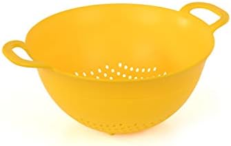 Mintra Home Plastic Strainer Colanders Set: 3, 3.5 and 5 Quart (Yellow) Double Strong Handles and Deep Bowl, Safe BPA-Free - Use for Pasta, Noodles, Spaghetti, Vegetables (Assorted Sizes 3pk)