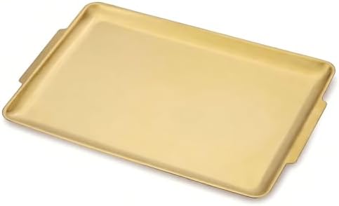 16.3" x 11" Large Serving Platters, Stainless Steel Heavy-Duty Large Serving Trays, Gold Rectangular Plates for Food, Fruit, Party, Wedding, Christmas, Chip and Scratch Resistant