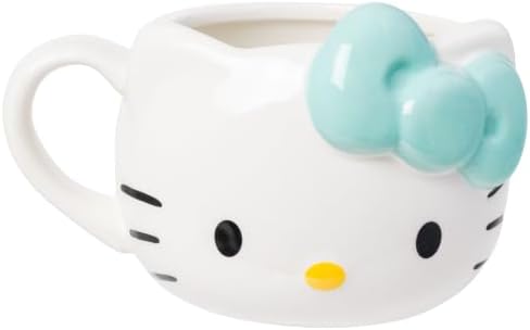 Silver Buffalo Sanrio Hello Kitty Light Blue Bow, 3D Sculpted Mug, 20oz