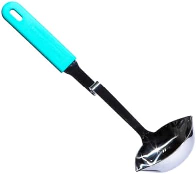 Souper Cubes Soup Ladle Stainless Steel with Silicone Grip & Pot Hook, Aqua