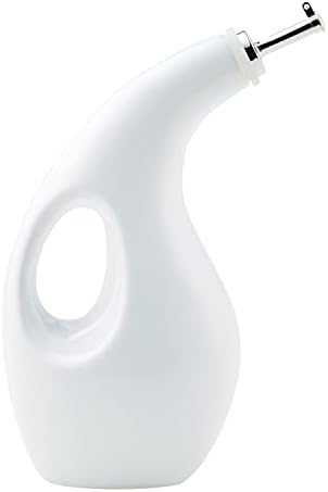 Rachael Ray Ceramic EVOO Oil and Vinegar Dispenser Bottle, 24-Ounce, White