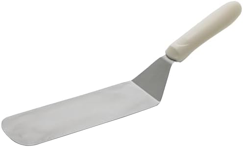 Winco 8" x 3" White Flexible Griddle Turner Spatula with Handle