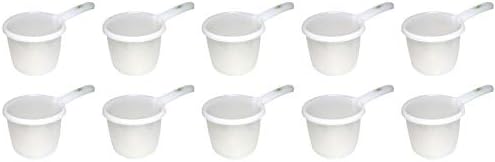 JapanBargain 3042, Lot of 10 Japanese Plastic Water Ladles Bath Ladle Dipper Filipino Tabo Flat Bottom Bath Water Scoop, Made in Japan (10, White)