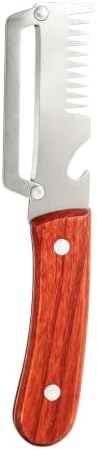 3-in-1 Vegetable Peelers for Kitchen with Wooden Handle, Stainless Steel Blades, Built-in Julienne Cutter & Bottle Opener, Fruit Peeler for Potato, Carrot, Apple, Cucumber & Pumpkin