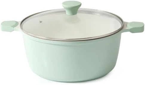 SENSARTE Ceramic Nonstick Stock Pot with Lid, 7 Quart, Green