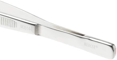 Mercer Culinary 18-8 Stainless Steel Chef Plating Tongs, Curved Fine Tip, 6-1/8 Inch