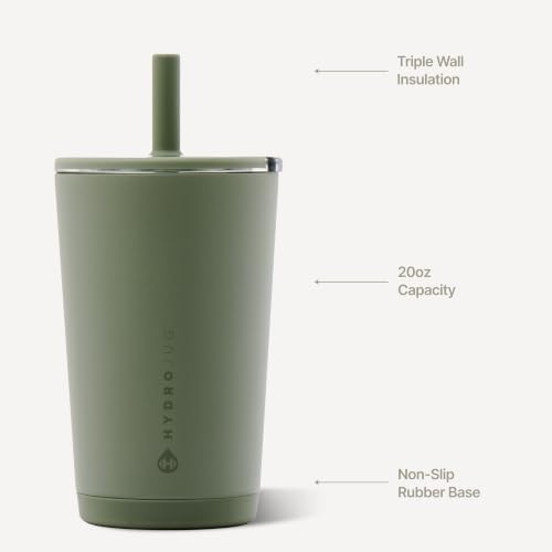 HydroJug Everyday Tumbler 14 oz, Ceramic-Lined Straw Cup, Courtyard