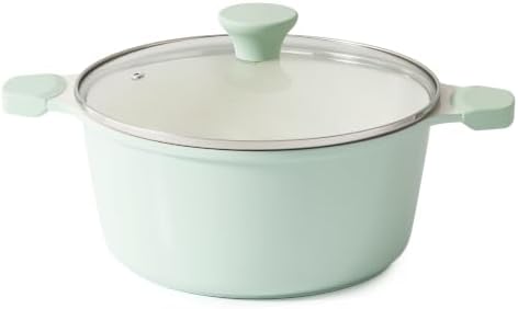 SENSARTE Ceramic Nonstick Stock Pot with Lid, 4.5 Quart, Green