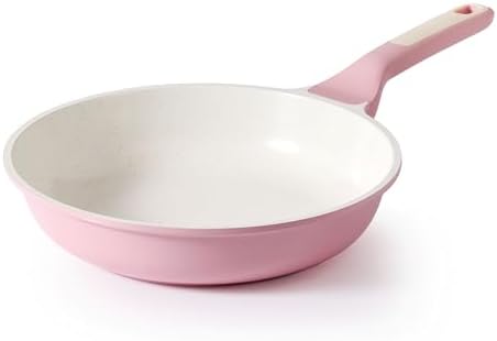 SENSARTE Nonstick Ceramic Frying Pan 8-Inch, Healthy Non Toxic Skillet, Induction Compatible Omelet Pan with Heat Resistant Handle, PFAS-Free, Pink