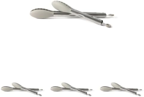 Calphalon Edge Tongs Set, Stainless Steel Kitchen Tongs Set with Silicone Heads, Includes 9" / 12" Heat-Resistant Locking Tong for Cooking, Grilling & Serving, Taupe, 9 inch/12 inch (Pack of 4)