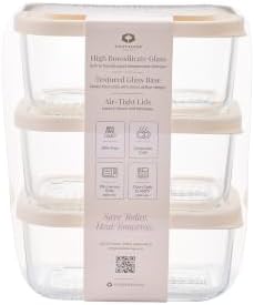 Glass Food Storage Containers with Lids — 6 Piece — 24.4 oz Glass with BPA-Free Leak Resistant Stackable Lids — Microwave, Oven & Dishwasher Safe — Ideal for Meal Prep & More - Vanilla Mist
