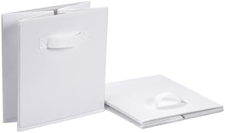 Amazon Basics Collapsible Fabric Storage Bins with Handles, Cube Organizer, 13"x13"x13", White, 6-Pack