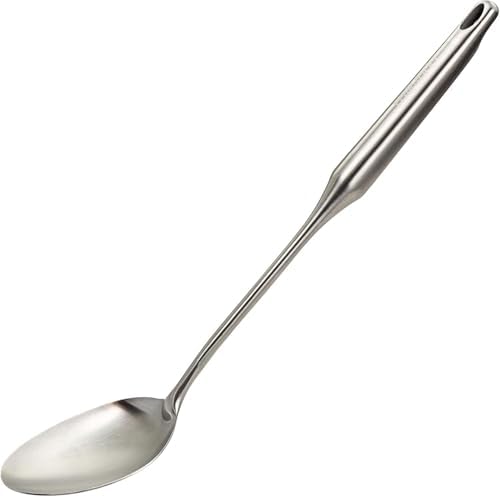 Millvado Stainless Steel Big Cooking Spoon, Kitchen Utensils and Gadgets, 15 Inch Large Spoon For for Cooking, Basting, Serving, Dishwasher Safe Metal Utensil, Durable, Solid Construction
