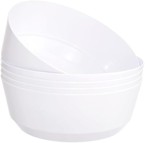 Hioasis 8 Pack 128oz White Plastic Serving Bowls for Party