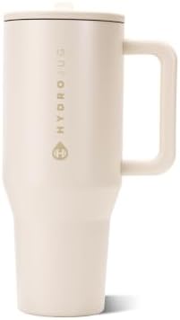 HydroJug Traveler 40oz, Insulated Tumbler with Handle & Straw, Cream
