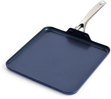 Blue Diamond 11" Diamond Infused Ceramic Nonstick Square Griddle Pan, Blue