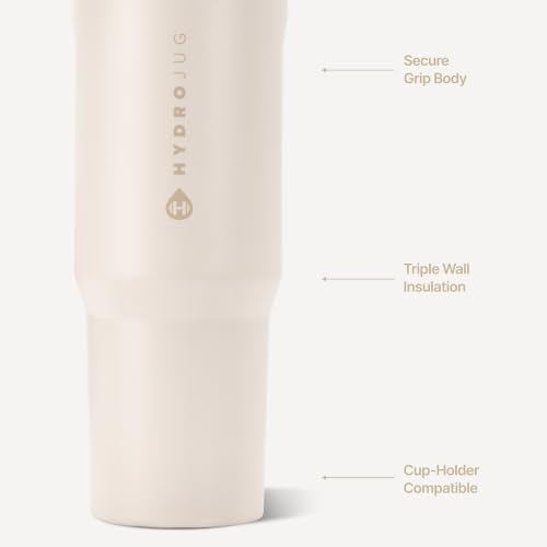 HydroJug Sport 40 oz Insulated Stainless Steel Water Bottle, Cream