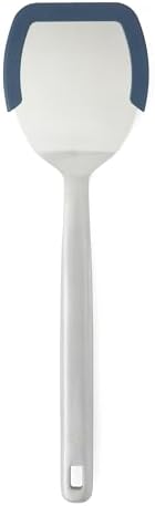 Calphalon Prime Solid Turner, Cooking Spatula, Kitchen Spatula, Stainless Steel Turner with Heat Resistant Silicone Rim for Nonstick Cookware, Durable and Comfortable Kitchen Utensil (Navy)