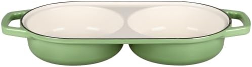 EDGING CASTING Enameled Cast Iron Double Bread Dutch Oven, Pistachio Green