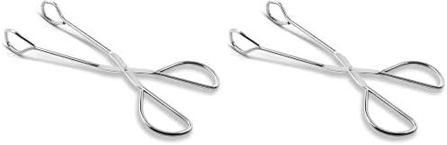 Hiash 9-Inch Heavy Duty Stainless Steel Kitchen Tongs - Comfortable Ergonomic Grip, Scissor Design, Heat Resistant for BBQ and Cooking (Pack of 2)