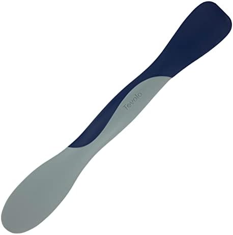 Tovolo Scoop and Spread Large Dual End Silicone Sandwich Spreader Tool with Nylon Handle, BPA Free Dishwasher Safe Silicone and Nylon Tool for Spreading and Scooping, Deep Indigo and Oyster Gray