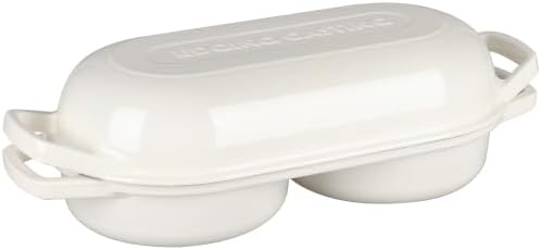 EDGING CASTING Enameled Cast Iron Double Bread Dutch Oven, White