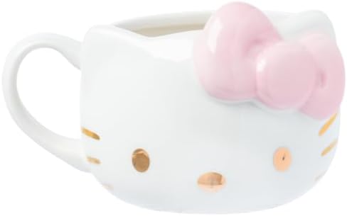Silver Buffalo Sanrio Hello Kitty Pink Bow Rose Gold, 3D Sculpted Mug, 20oz