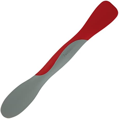 Tovolo Scoop and Spread Large Dual End Silicone Sandwich Spreader Tool with Nylon Handle, BPA Free Dishwasher Safe Silicone and Nylon Tool for Spreading and Scooping, Cayenne Red and Oyster Gray