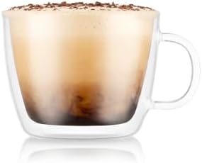 Bodum 15oz Double Wall Latte Mug, High-Heat Borosilicate Glass, Set of 2, Clear