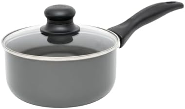 IMUSA 1.5 Qt Chef Cera Aluminum Ceramic Saucepan with Glass Lid, Gray