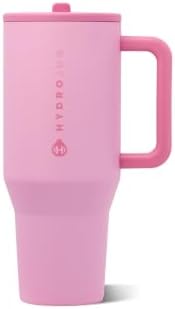 HydroJug Traveler 32oz, Insulated Tumbler with Handle & Straw, Petal