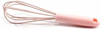 Mini Whisks 6 inch silica gel Whisk, Hand Egg Mixer for Flour Cake Egg, Kitchen Cooking Baking Use Whisk (pink)