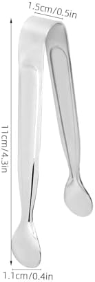 Small Silver Stainless Steel Serving Tongs for Ice and Sugar