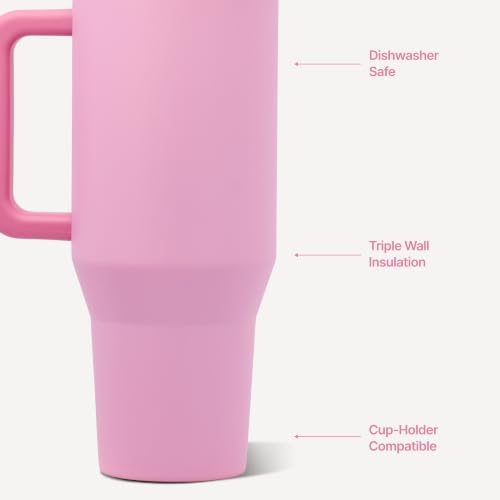 HydroJug Traveler 32oz, Insulated Tumbler with Handle & Straw, Petal