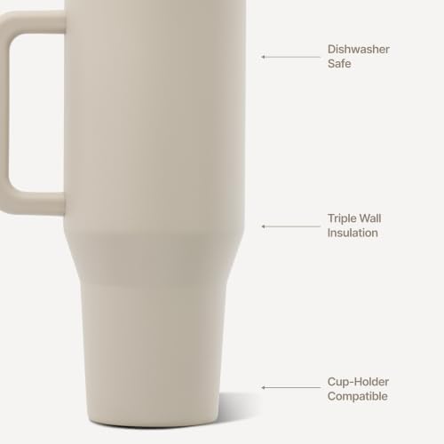 HydroJug Traveler 32oz, Insulated Tumbler with Handle & Straw, Dune