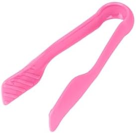 DecorRack 3 Piece Plastic Tong Set, 6-8-10 in Heavy Duty (Pink, Red)