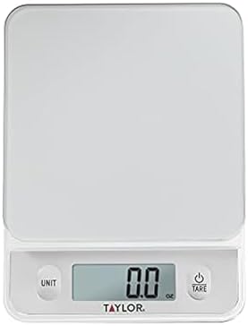 Taylor Glass Top Food Scale with Touch Controls, 11 lb Capacity, Sleek Silver Design, Accurate and Easy-to-Use Scale for Cooking and Baking