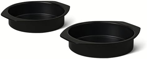 Amazon Basics Nonstick Carbon Steel Round Cake Pans, Dishwasher and Oven-Safe up to 428°F, Set of 2, 9 in. diam. (Pack of 6)