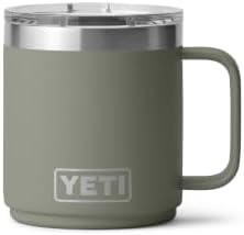 YETI Rambler 10 oz Ceramic Lined Stackable Mug, Vacuum Insulated, Stainless Steel with MagSlider Lid, Pampa Green
