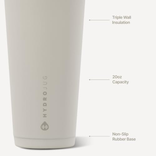 HydroJug Everyday Tumbler 20 oz, Ceramic-Lined Straw Cup, Linen