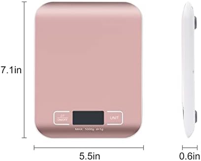 Digital Shipping Scale,Stainless Steel Panel, Accurate Portable Postal Scale for Packages, Small Business,Kitchen, Food, Handmade, Liquids, and Boutique (Rose Gold Battery(5kg/1g))