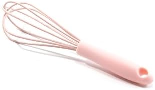 Mini Whisks 6 inch silica gel Whisk, Hand Egg Mixer for Flour Cake Egg, Kitchen Cooking Baking Use Whisk (pink)