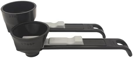 the original measuring scoop + funnel No spill preparation of protein powder, workout & sports drinks, baby formula & kcup refill Mess & Spill free - (Set of 1 & 2 Tablespoon) Black Scoop