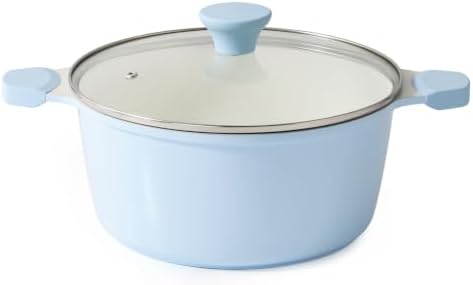 SENSARTE Ceramic Nonstick Stock Pot with Lid, Blue, 4.5QT
