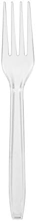 Glad Clear Disposable Cutlery Set with Heavy Duty Plastic Forks, Knives, and Spoons, Reusable Dishwasher Safe Plastic Utensils for Parties and Everyday Use, 24 Count (Pack of 3)