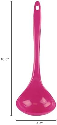 Reston Lloyd Melamine Soup Ladle Kitchen Utensil, Premium Quality Utensil with Heat Resistant Ergonomic Handle, Durable BPA-Free Plastic, 10.5 inch long, 6pc Set, Magenta