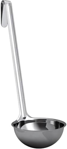Super Sturdy, Ergonomic 6 Oz. Soup Ladle 1 Pk. Stainless Steel Ladles with Long Handles. Best Kitchen Accessories for Stirring, Portioning and Serving Soups, Chili and Stew in Restaurants and at Home